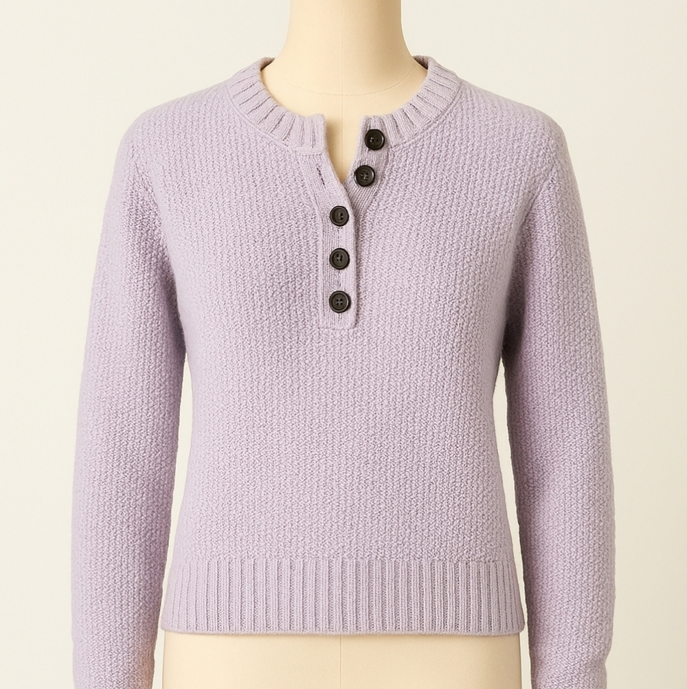 American Eagle Knit Sweater Ribbed Neck and Hem Lt Purple Sz S - Picture 1 of 6